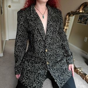 ☀️ Gold Squigly Patterned Vintage Blazer